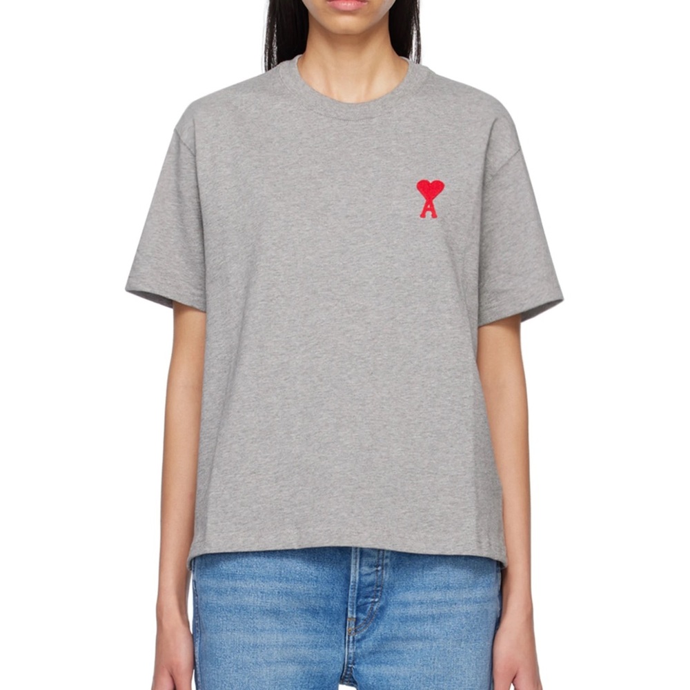 AMI ALEXANDRE MATTIUSSI Gray T-shirt Ami de Cœur - Picture 2 of 4